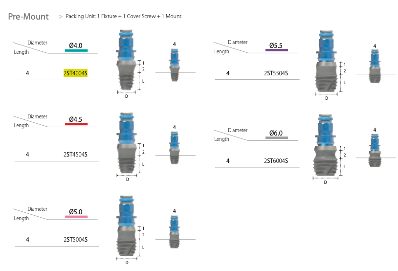 Implante dentário cilíndrico cônico INNO Submerged Short Implant PRE MOUNT | COWELLMEDI