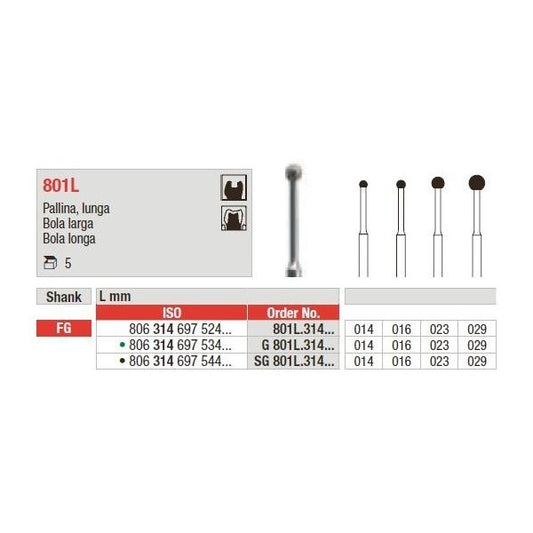 Broca FG Diamante Esférica Longa 801L Super Grosso | Edenta