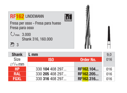 Broca Cirúrgica para Osso RF162 | EDENTA