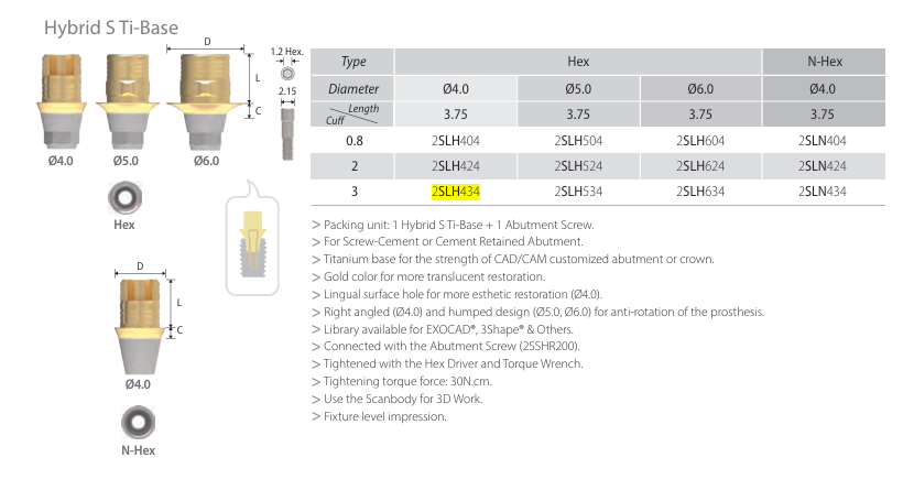 Base Titânica Hybrid S Ti-Base | COWELL