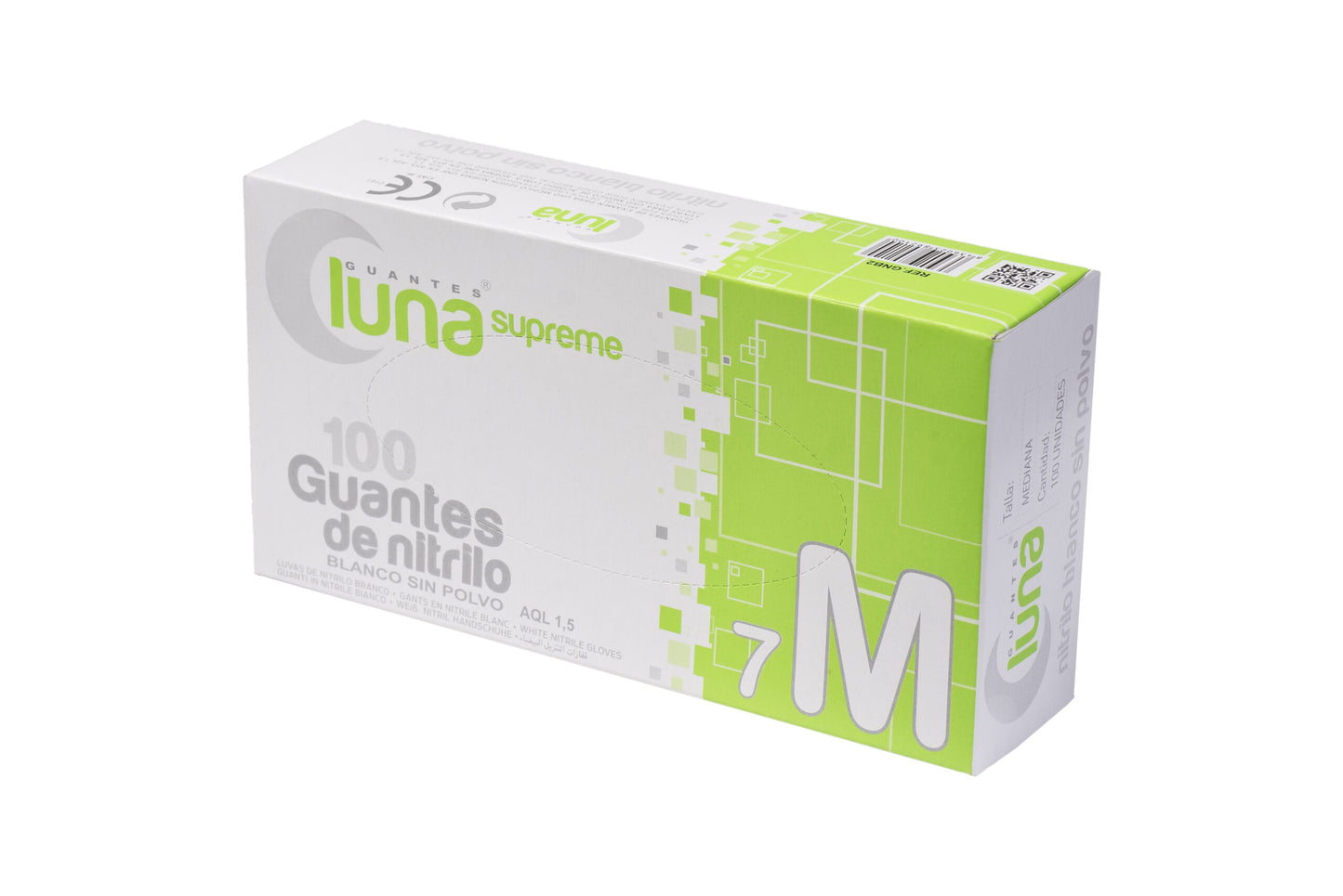 Luvas Brancas de Nitrilo Sem Pó | Luna | 100un | OMARE
