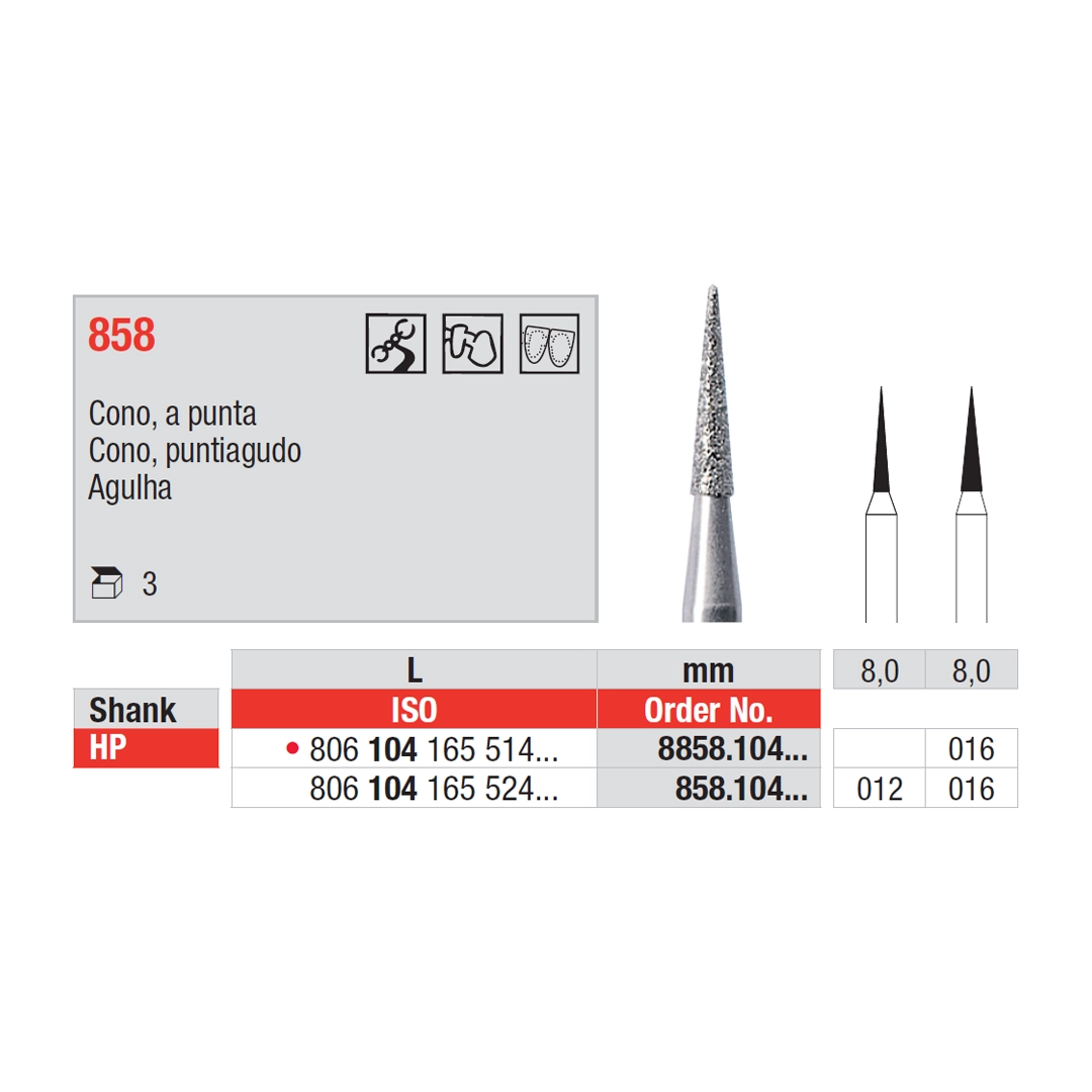 Broca Diamantada Cone Pontiagudo 858.104 | EDENTA