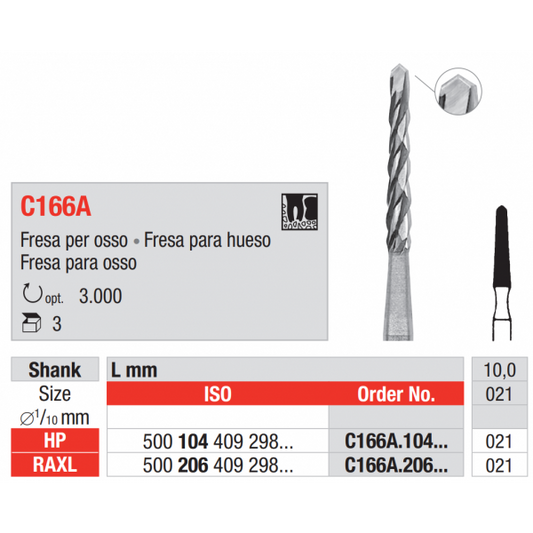 Broca Cirurgia para Osso C166A | EDENTA