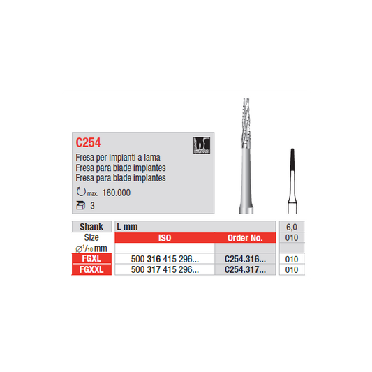 Broca FG Cirurgia Blade Implante C254 | EDENTA