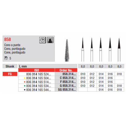 Broca Diamantada Cone pontiaguda SG858 | EDENTA