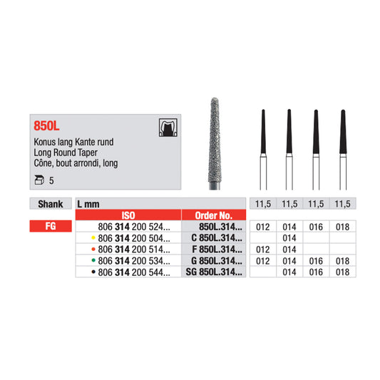 Broca FG Diamante Cónica Arredondada SG850L | EDENTA