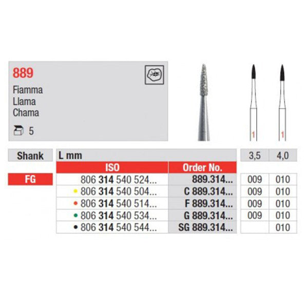 Broca FG Diamante Chama Vela 889 Médio | Edenta